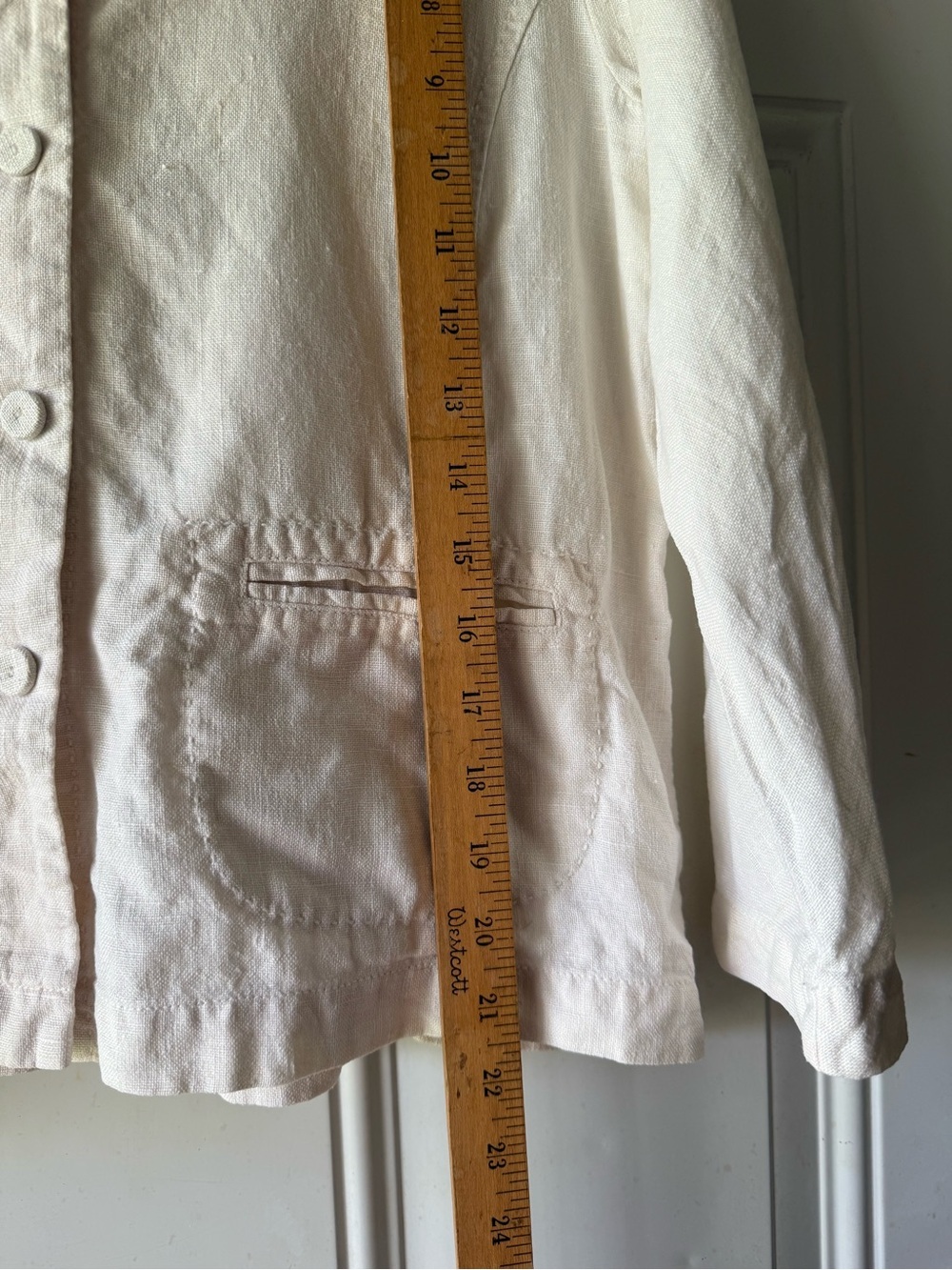 Eileen Fisher Women's Cream Irish Linen Collarless Blazer Jacket - Picture 7 of 9